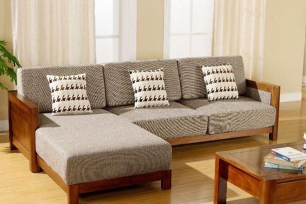 Sofa gỗ phong cách đơn giản